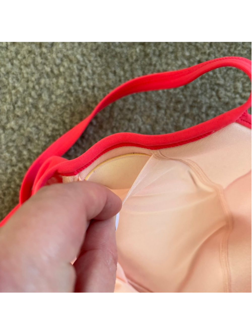 EUC Victorias Secret Bright Coral Twiat Front Strappy Tankini Top Padded Cups34D - Picture 7 of 9
